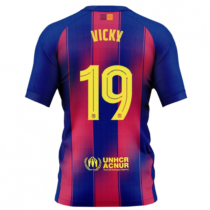 Danxen Kobiety Vicky López #19 Niebiesko-Czerwony Domowa Koszulka 2025/26 Koszulki Klubowe