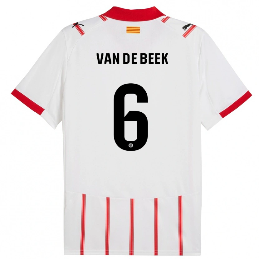 Danxen Kobiety Donny Van De Beek #6 Biało-Czerwony Domowa Koszulka 2025/26 Koszulki Klubowe