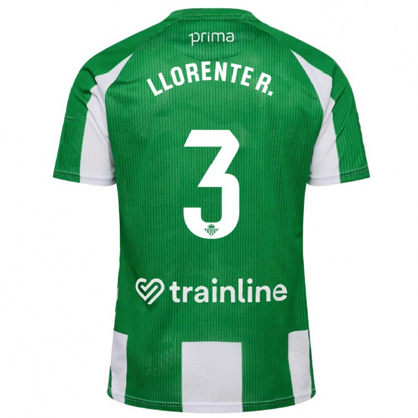 Danxen Kobiety Diego Llorente #3 Zielono-Biały Domowa Koszulka 2025/26 Koszulki Klubowe