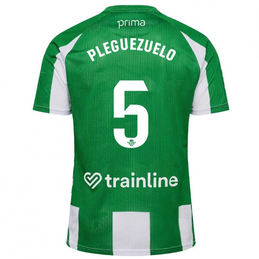 Danxen Kobiety Xavi Pleguezuelo #5 Zielono-Biały Domowa Koszulka 2025/26 Koszulki Klubowe