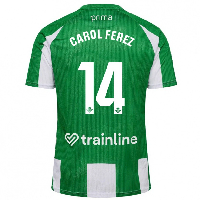 Danxen Kobiety Carolina Férez Méndez #14 Zielono-Biały Domowa Koszulka 2025/26 Koszulki Klubowe