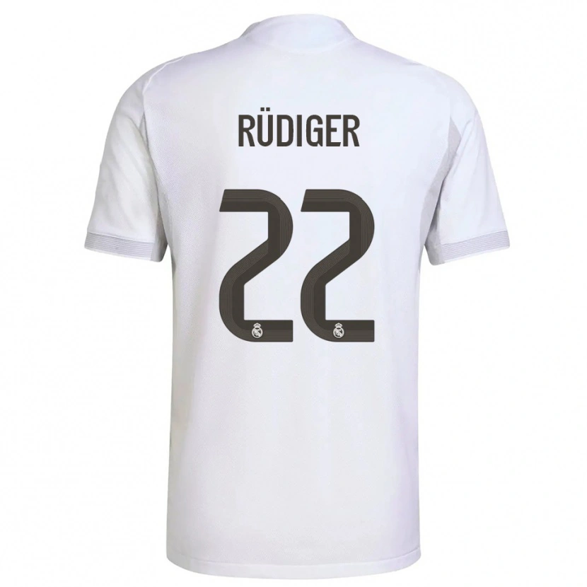 Danxen Kobiety Antonio Rüdiger #22 Biało-Żółty Domowa Koszulka 2025/26 Koszulki Klubowe