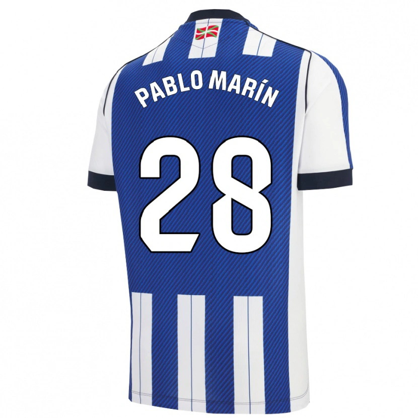 Danxen Kobiety Pablo Marín #28 Niebiesko-Biały Domowa Koszulka 2025/26 Koszulki Klubowe