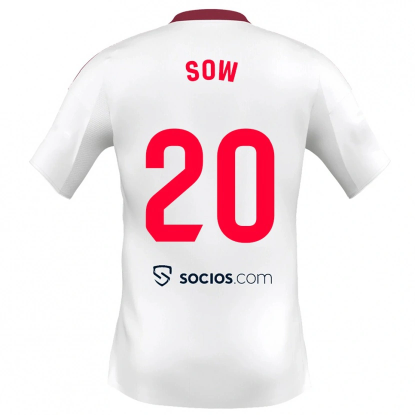 Danxen Kobiety Djibril Sow #20 Biało-Czerwony Domowa Koszulka 2025/26 Koszulki Klubowe