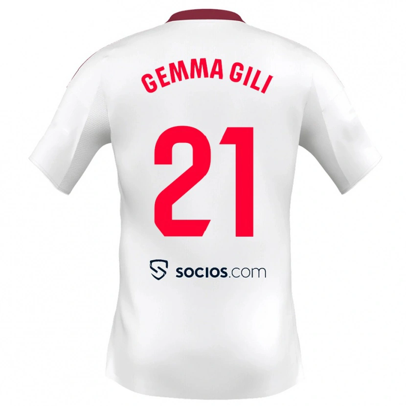 Danxen Kobiety Gemma Gili Giner #21 Biało-Czerwony Domowa Koszulka 2025/26 Koszulki Klubowe