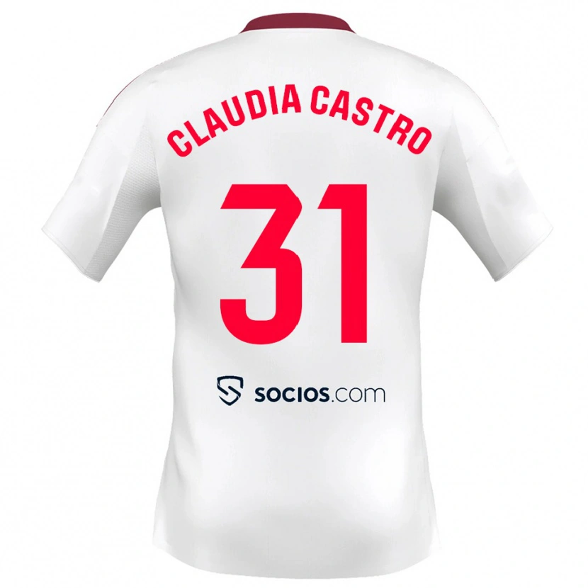 Danxen Kobiety Claudia Castro Romero #31 Biało-Czerwony Domowa Koszulka 2025/26 Koszulki Klubowe