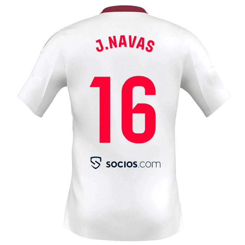 Danxen Kobiety Jesus Navas #16 Biało-Czerwony Domowa Koszulka 2025/26 Koszulki Klubowe