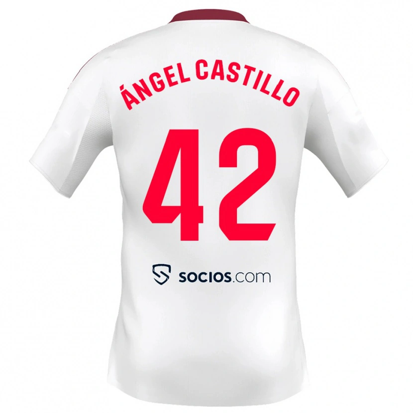 Danxen Kobiety Manuel Ángel Castillo #42 Biało-Czerwony Domowa Koszulka 2025/26 Koszulki Klubowe