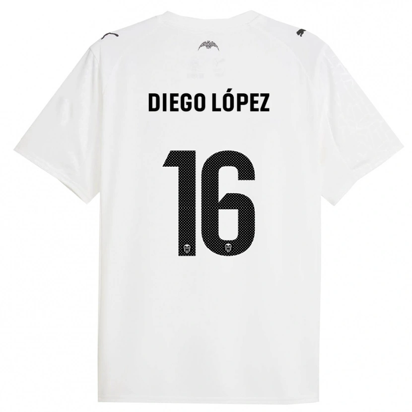 Danxen Kobiety Diego López #16 Biało-Czarny Domowa Koszulka 2025/26 Koszulki Klubowe