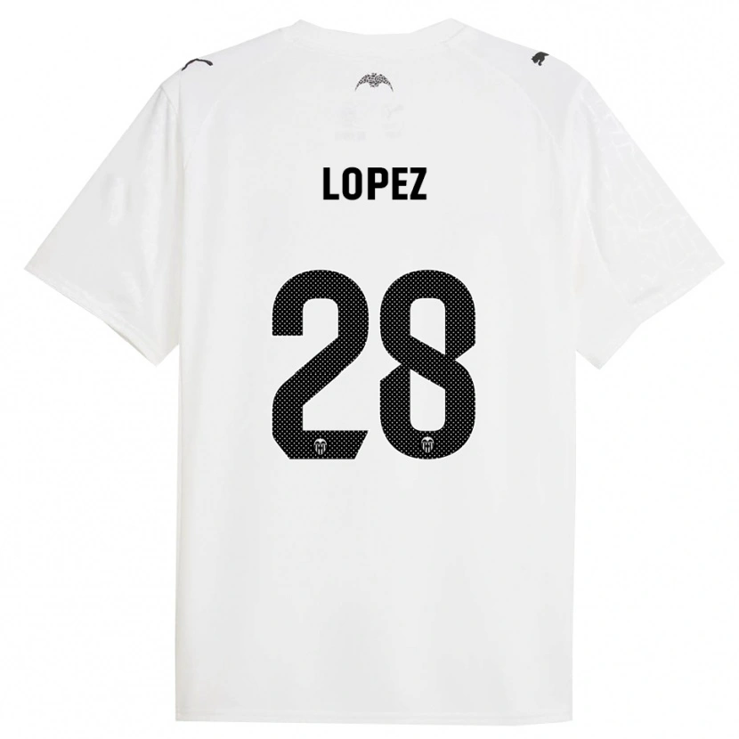 Danxen Kobiety Saray Lopez #28 Biało-Czarny Domowa Koszulka 2025/26 Koszulki Klubowe
