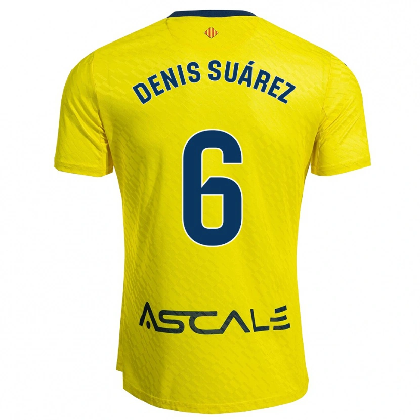 Danxen Kobiety Denis Suárez #6 Żółto-Granatowy Domowa Koszulka 2025/26 Koszulki Klubowe