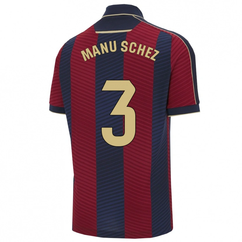 Danxen Kobiety Manu Sánchez #3 Czerwono-Granatowy Domowa Koszulka 2025/26 Koszulki Klubowe