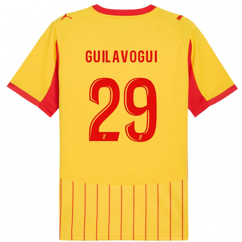 Danxen Kobiety Morgan Guilavogui #29 Żółto-Czerwony Domowa Koszulka 2025/26 Koszulki Klubowe