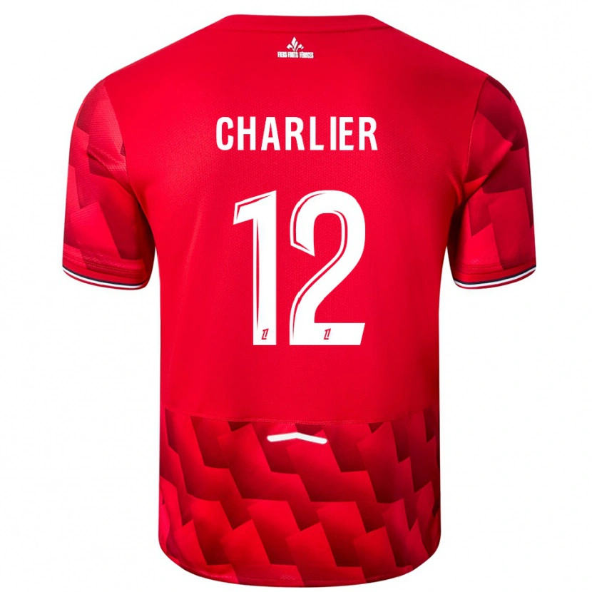 Danxen Kobiety Amaury Charlier #12 Czerwono-Biały Domowa Koszulka 2025/26 Koszulki Klubowe