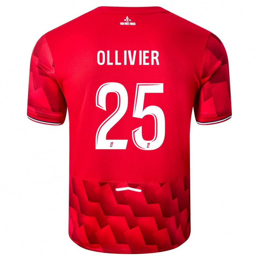 Danxen Kobiety Agathe Ollivier #25 Czerwono-Biały Domowa Koszulka 2025/26 Koszulki Klubowe
