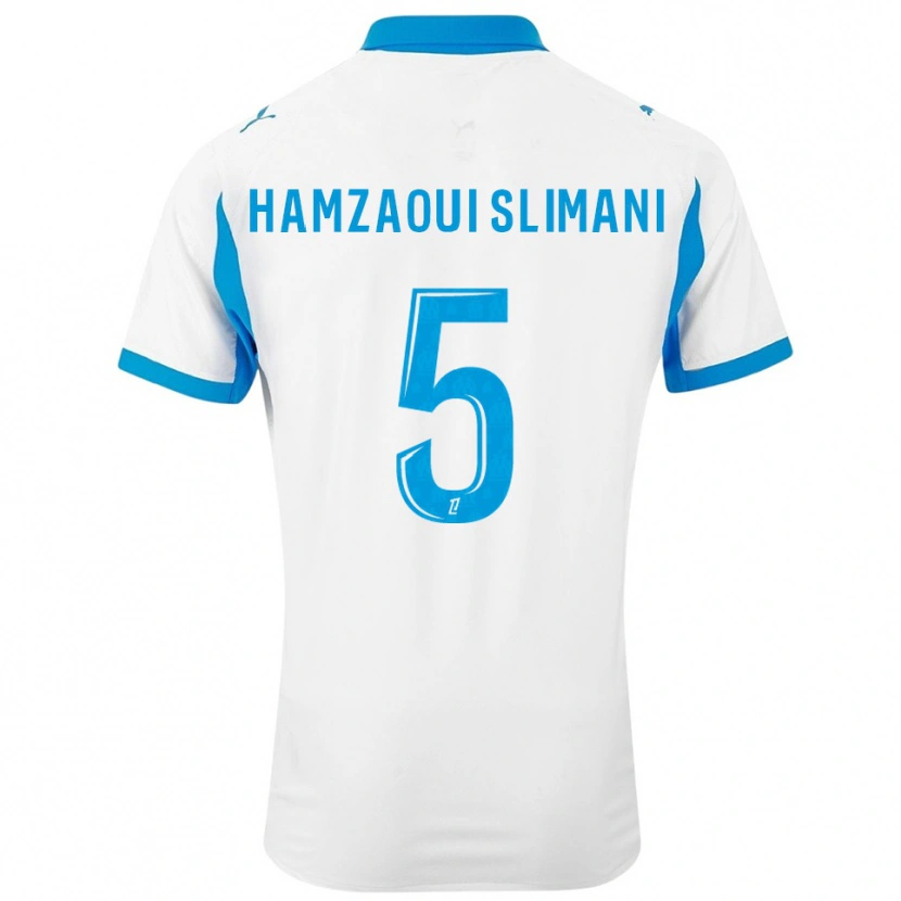 Danxen Kobiety Hilan Hamzaoui Slimani #5 Biało-Błękitny Domowa Koszulka 2025/26 Koszulki Klubowe