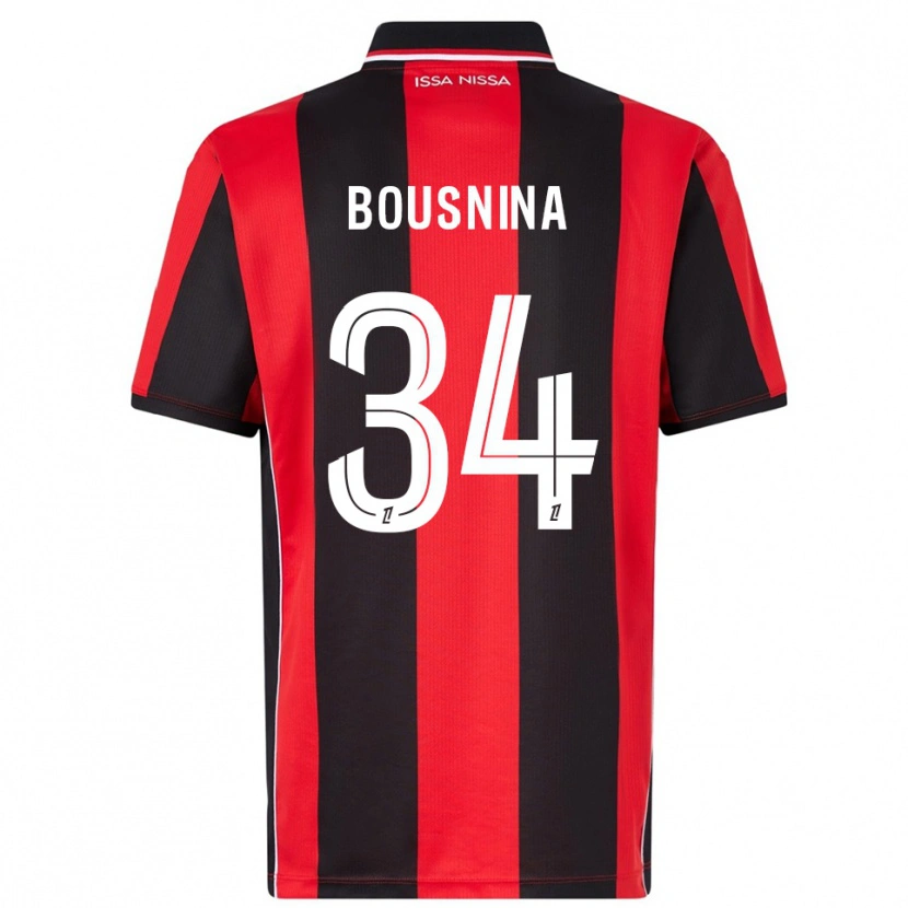 Danxen Kobiety Farès Bousnina #34 Czerwono-Czarny Domowa Koszulka 2025/26 Koszulki Klubowe