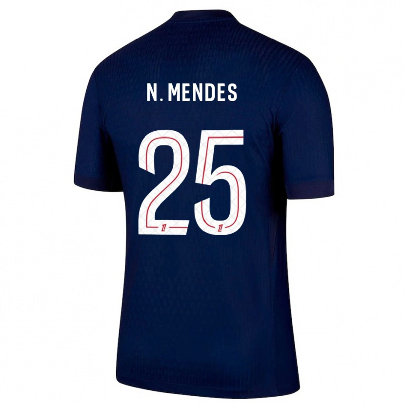 Danxen Kobiety Nuno Mendes #25 Granatowo-Czerwony Domowa Koszulka 2025/26 Koszulki Klubowe