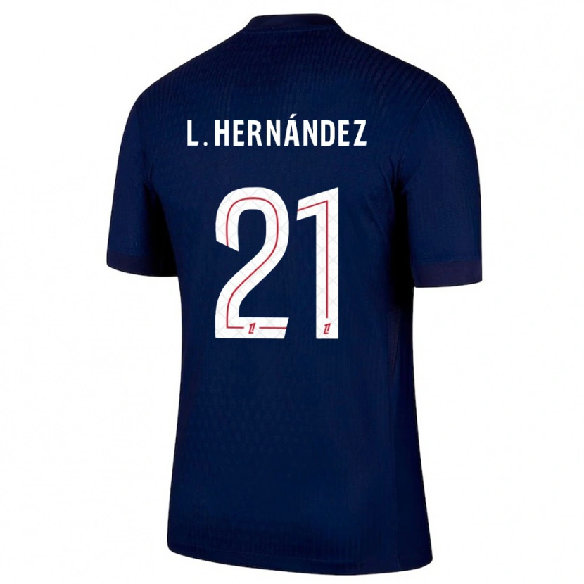 Danxen Kobiety Lucas Hernández #21 Granatowo-Czerwony Domowa Koszulka 2025/26 Koszulki Klubowe
