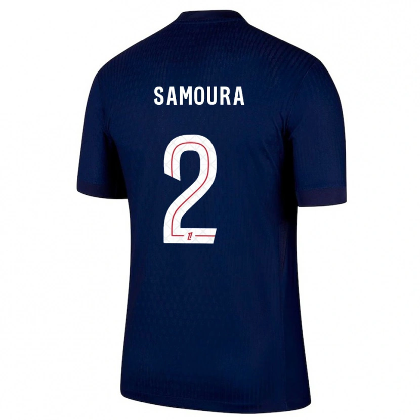 Danxen Kobiety Thiniba Samoura #2 Granatowo-Czerwony Domowa Koszulka 2025/26 Koszulki Klubowe