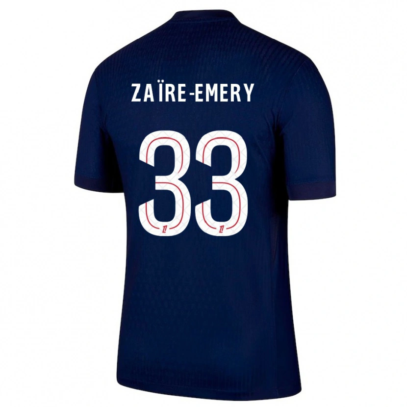 Danxen Kobiety Warren Zaïre-Emery #33 Granatowo-Czerwony Domowa Koszulka 2025/26 Koszulki Klubowe