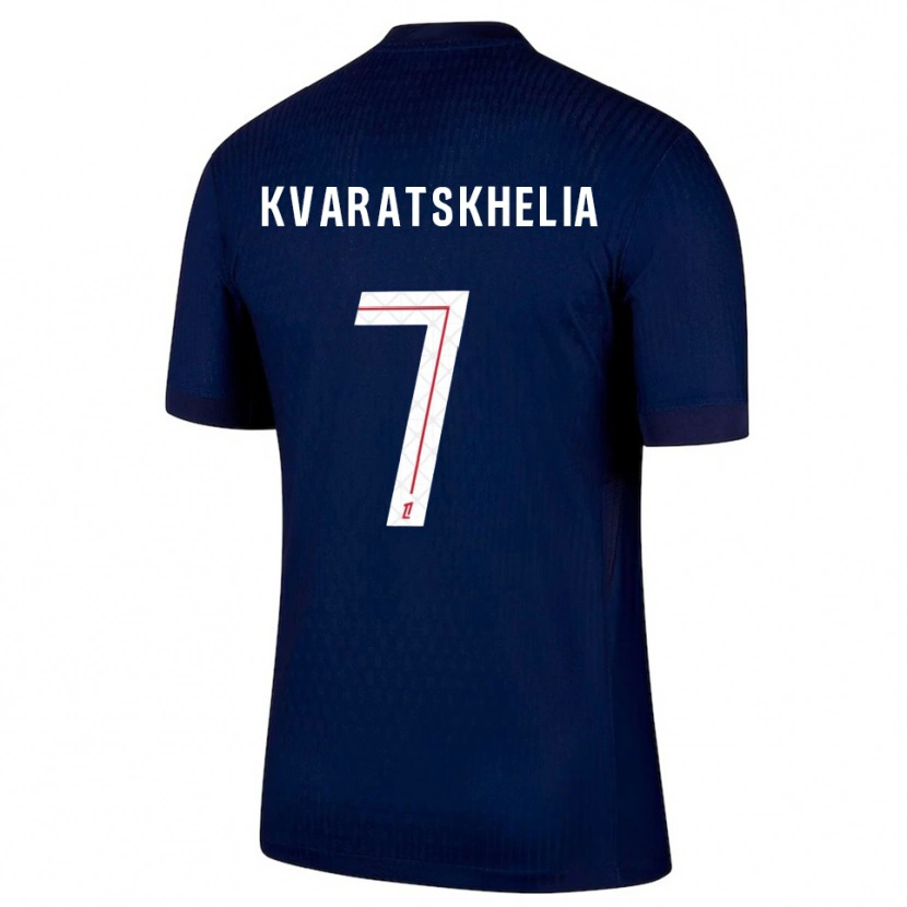 Danxen Kobiety Khvicha Kvaratskhelia #7 Granatowo-Czerwony Domowa Koszulka 2025/26 Koszulki Klubowe