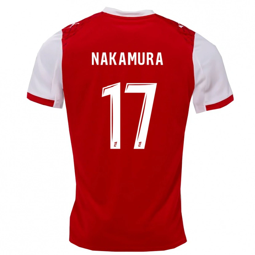 Danxen Kobiety Keito Nakamura #17 Czerwono-Biały Domowa Koszulka 2025/26 Koszulki Klubowe