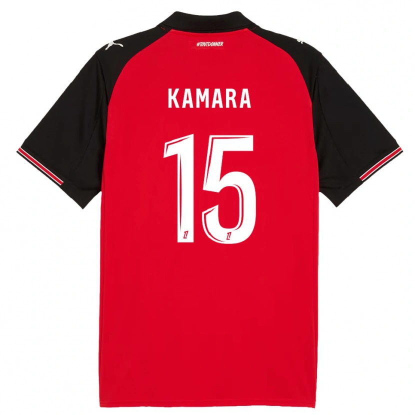 Danxen Kobiety Glen Kamara #15 Czerwono-Czarny Domowa Koszulka 2025/26 Koszulki Klubowe