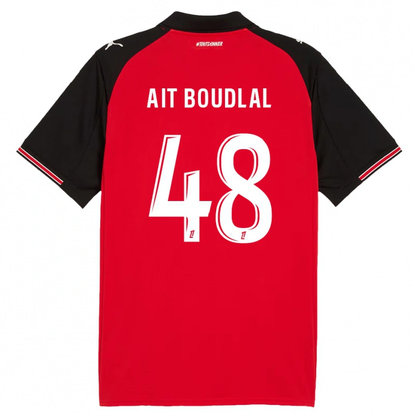 Danxen Kobiety Abdelhamid Ait Boudlal #48 Czerwono-Czarny Domowa Koszulka 2025/26 Koszulki Klubowe