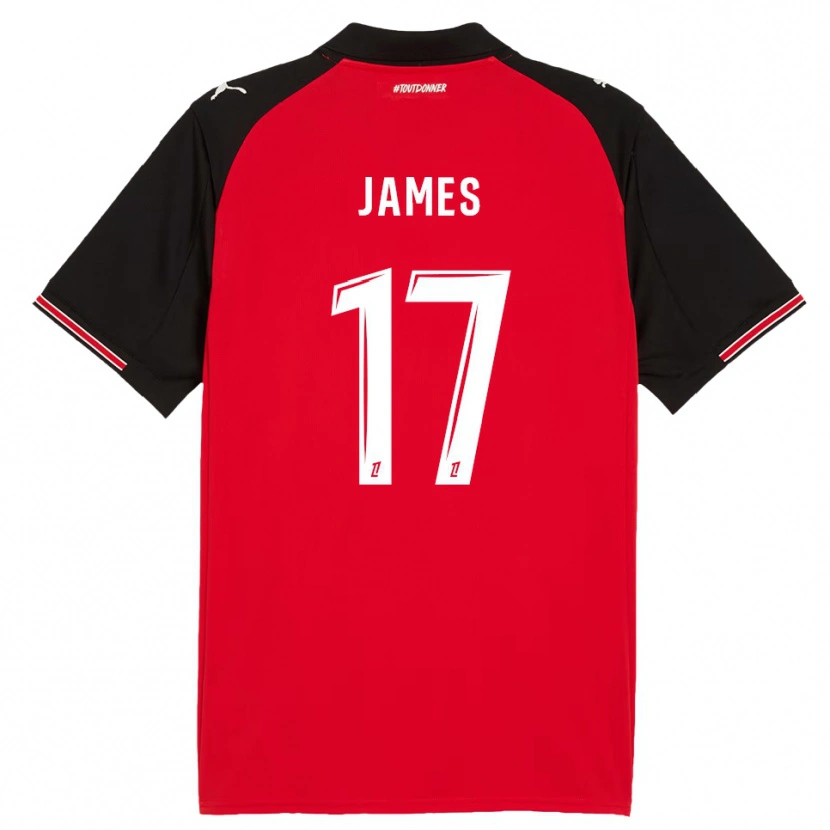 Danxen Kobiety Jordan James #17 Czerwono-Czarny Domowa Koszulka 2025/26 Koszulki Klubowe