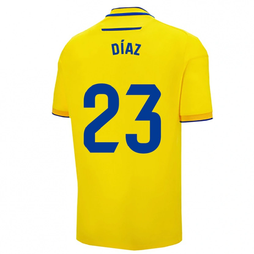 Danxen Kobiety Juan Díaz #23 Żółto-Granatowy Domowa Koszulka 2025/26 Koszulki Klubowe