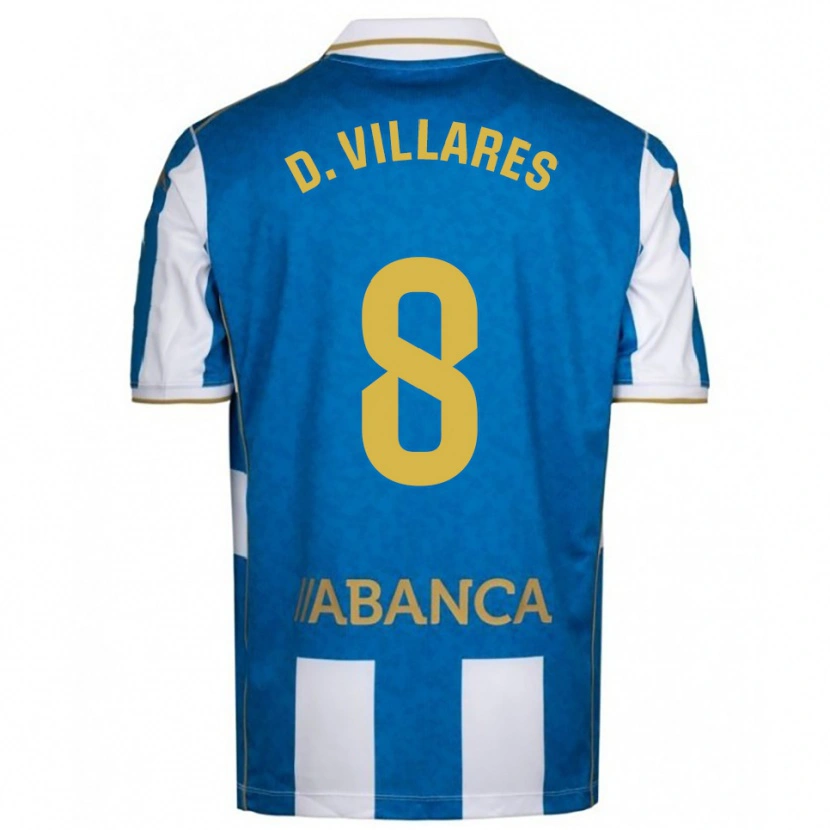 Danxen Kobiety Diego Villares #8 Biało-Niebieski Domowa Koszulka 2025/26 Koszulki Klubowe