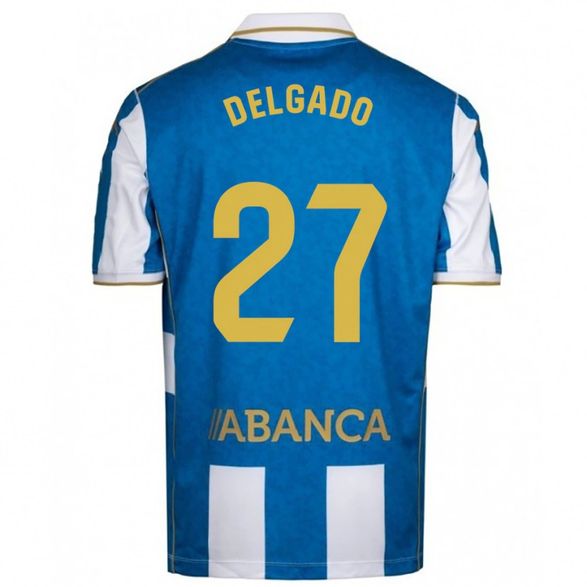 Danxen Kobiety Álex Delgado #27 Biało-Niebieski Domowa Koszulka 2025/26 Koszulki Klubowe