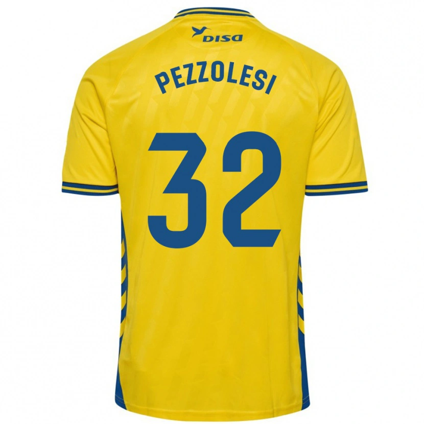 Danxen Kobiety Valentín Pezzolesi #32 Żółto-Niebieski Domowa Koszulka 2025/26 Koszulki Klubowe