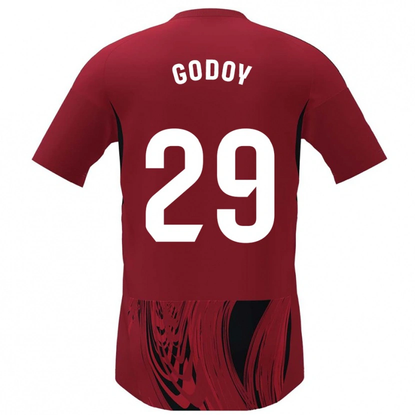 Danxen Kobiety Alan Godoy #29 Czerwono-Czarny Domowa Koszulka 2025/26 Koszulki Klubowe