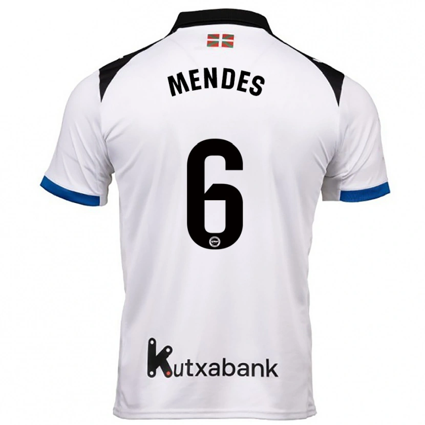 Danxen Kobiety Tomás Mendes #6 Biało-Niebieski Wyjazdowa Koszulka 2025/26 Koszulki Klubowe