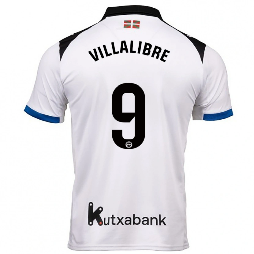 Danxen Kobiety Asier Villalibre #9 Biało-Niebieski Wyjazdowa Koszulka 2025/26 Koszulki Klubowe