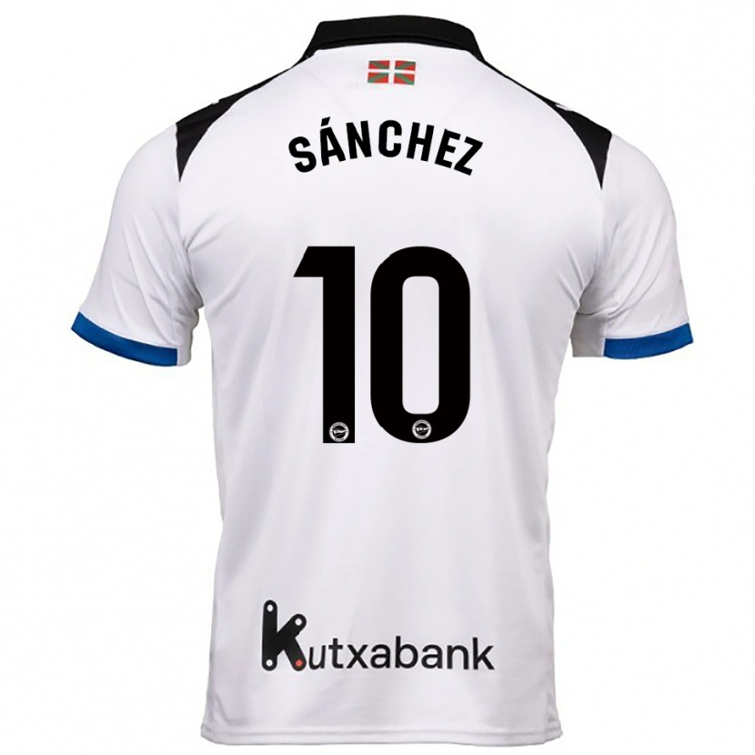 Danxen Kobiety Ander Sánchez #10 Biało-Niebieski Wyjazdowa Koszulka 2025/26 Koszulki Klubowe