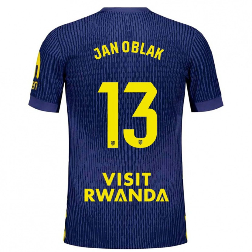 Danxen Kobiety Jan Oblak #13 Granatowo-Żółty Wyjazdowa Koszulka 2025/26 Koszulki Klubowe