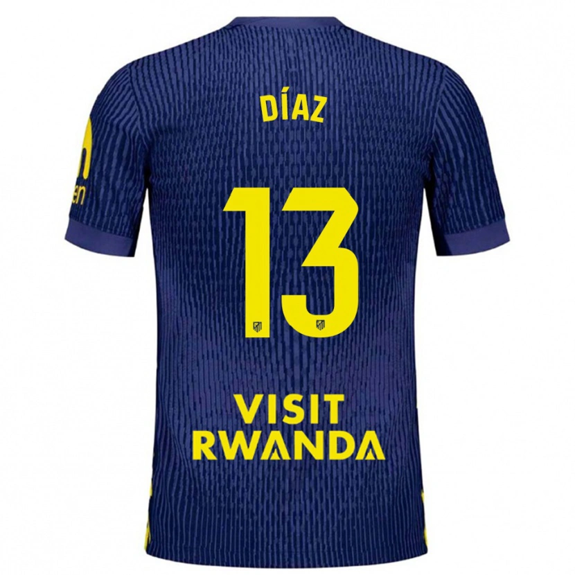 Danxen Kobiety Diego Díaz #13 Granatowo-Żółty Wyjazdowa Koszulka 2025/26 Koszulki Klubowe