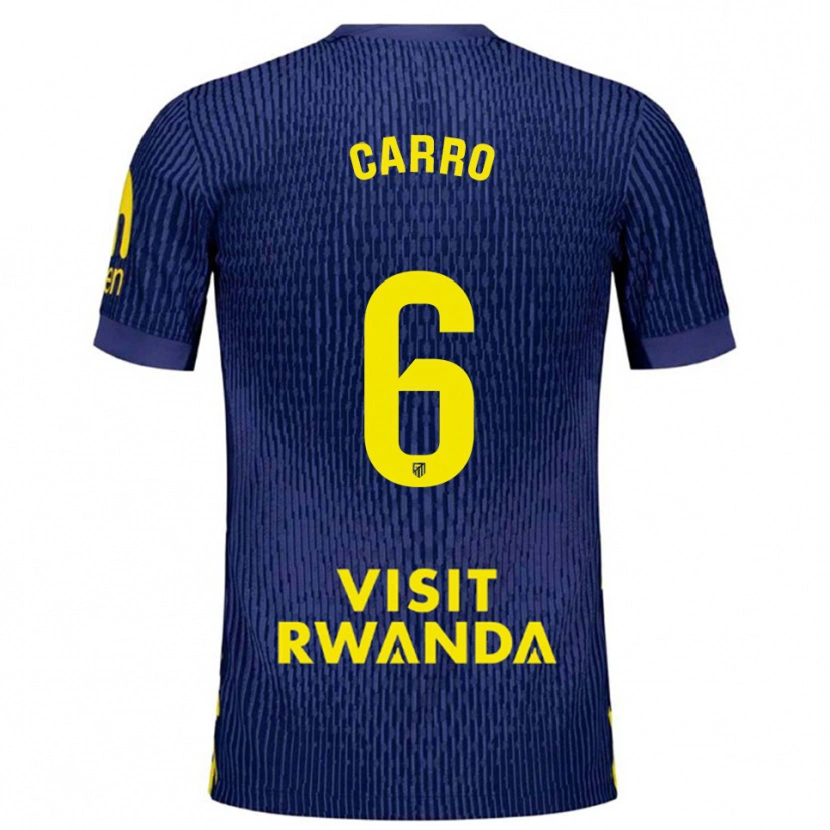 Danxen Kobiety Mikel Carro #6 Granatowo-Żółty Wyjazdowa Koszulka 2025/26 Koszulki Klubowe