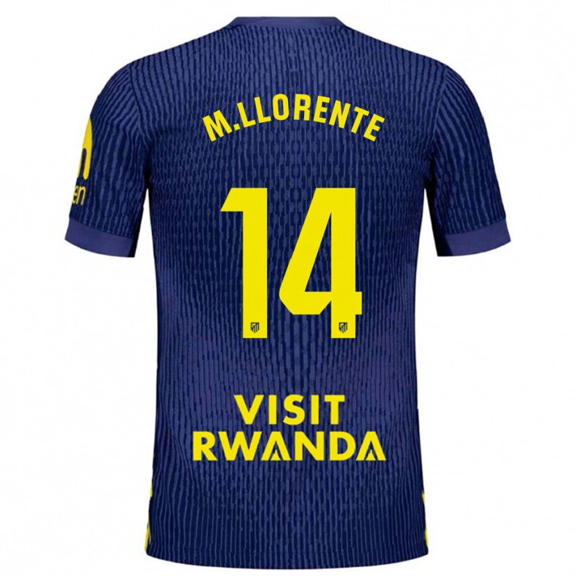 Danxen Kobiety Marcos Llorente #14 Granatowo-Żółty Wyjazdowa Koszulka 2025/26 Koszulki Klubowe