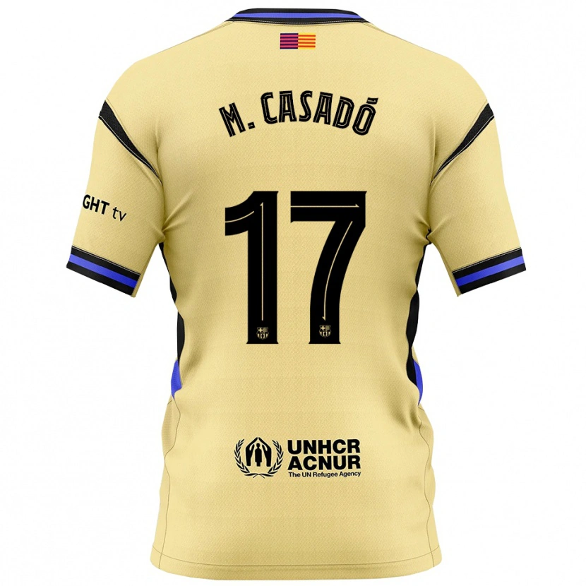 Danxen Kobiety Marc Casadó #17 Żółto-Czarny Wyjazdowa Koszulka 2025/26 Koszulki Klubowe