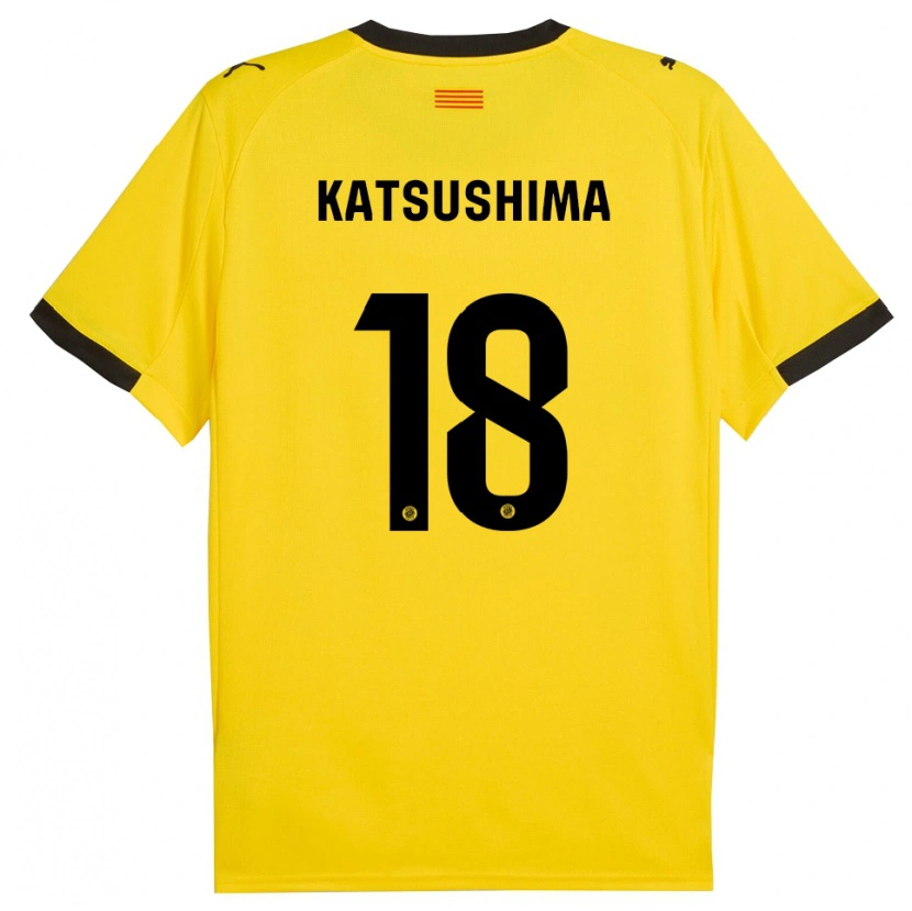 Danxen Kobiety Shinnosuke Katsushima #18 Żółto-Czarny Wyjazdowa Koszulka 2025/26 Koszulki Klubowe