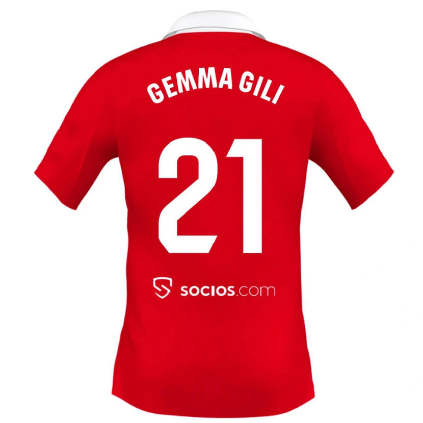 Danxen Kobiety Gemma Gili Giner #21 Czerwono-Biało-Szary Wyjazdowa Koszulka 2025/26 Koszulki Klubowe