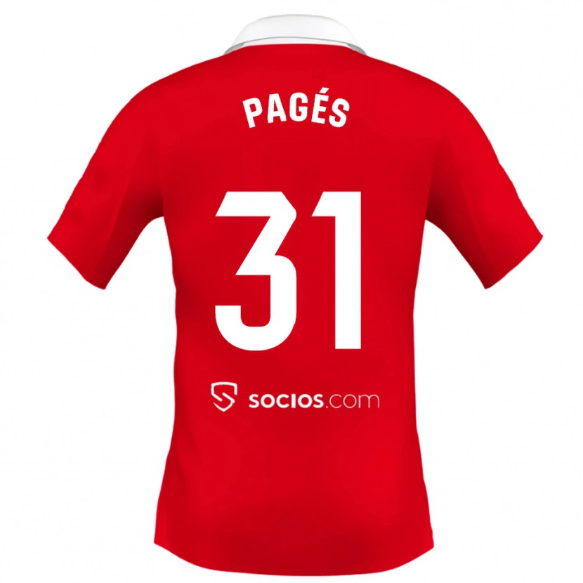 Danxen Kobiety Lukas Pagés #31 Czerwono-Biało-Szary Wyjazdowa Koszulka 2025/26 Koszulki Klubowe