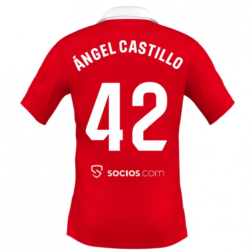 Danxen Kobiety Manuel Ángel Castillo #42 Czerwono-Biało-Szary Wyjazdowa Koszulka 2025/26 Koszulki Klubowe