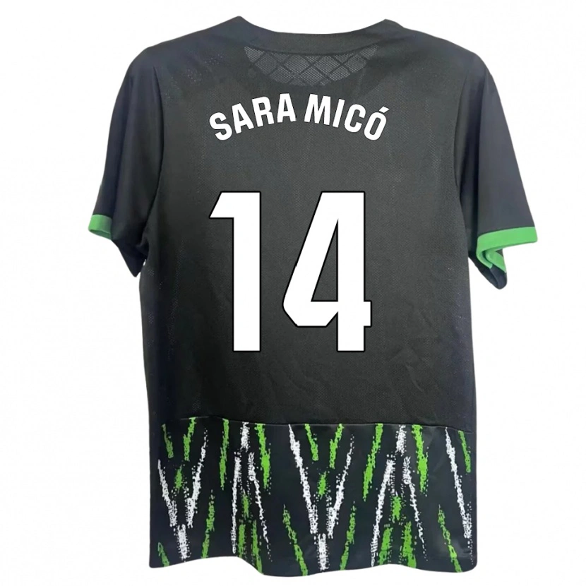 Danxen Kobiety Sara Micó Soler #14 Czarno-Zielony Wyjazdowa Koszulka 2025/26 Koszulki Klubowe