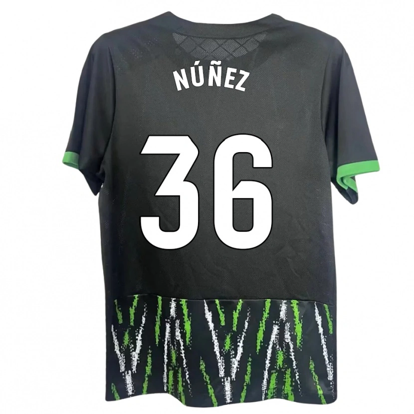Danxen Kobiety Rafa Núñez #36 Czarno-Zielony Wyjazdowa Koszulka 2025/26 Koszulki Klubowe
