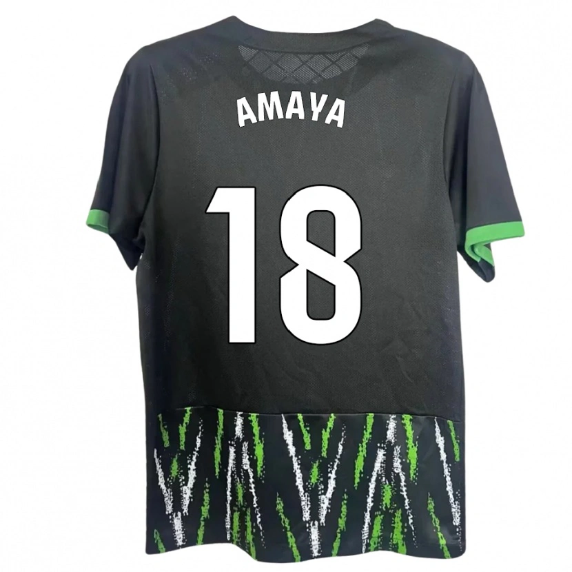 Danxen Kobiety María Amaya #18 Czarno-Zielony Wyjazdowa Koszulka 2025/26 Koszulki Klubowe